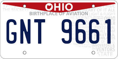 OH license plate GNT9661