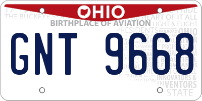 OH license plate GNT9668