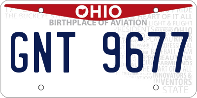 OH license plate GNT9677