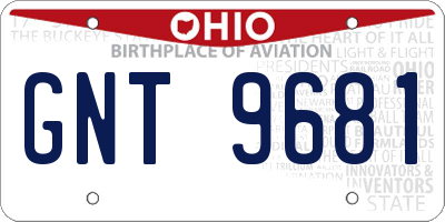 OH license plate GNT9681