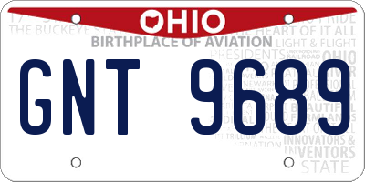 OH license plate GNT9689