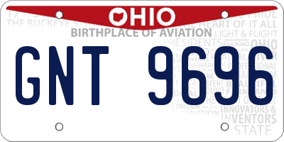 OH license plate GNT9696
