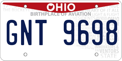 OH license plate GNT9698