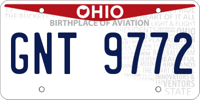 OH license plate GNT9772