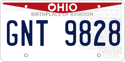 OH license plate GNT9828