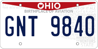 OH license plate GNT9840