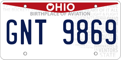 OH license plate GNT9869