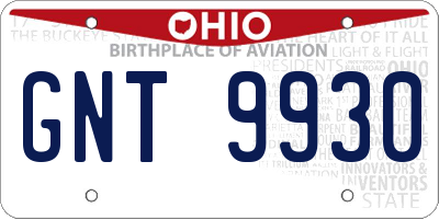 OH license plate GNT9930