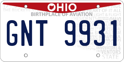 OH license plate GNT9931
