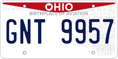 OH license plate GNT9957