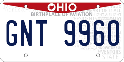 OH license plate GNT9960