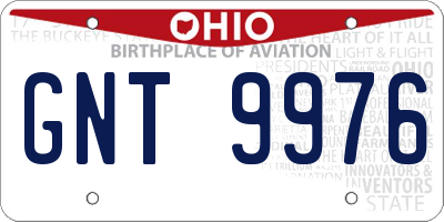 OH license plate GNT9976