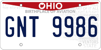 OH license plate GNT9986