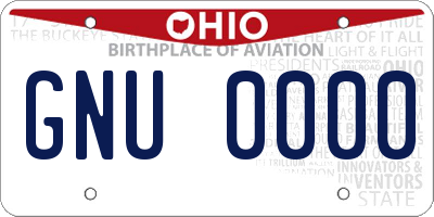 OH license plate GNU0000