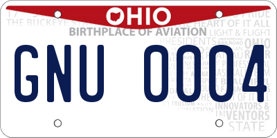 OH license plate GNU0004