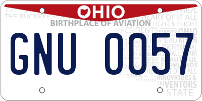 OH license plate GNU0057