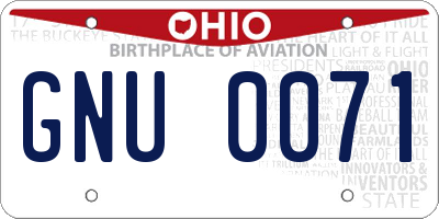 OH license plate GNU0071