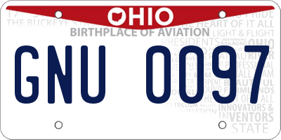 OH license plate GNU0097