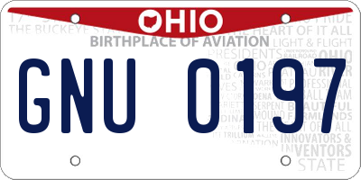 OH license plate GNU0197