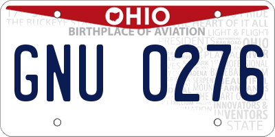 OH license plate GNU0276