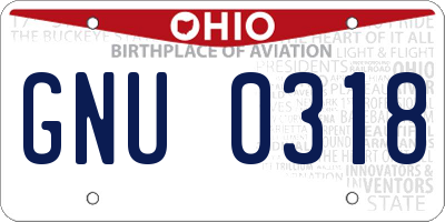 OH license plate GNU0318