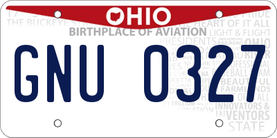 OH license plate GNU0327