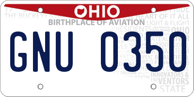 OH license plate GNU0350
