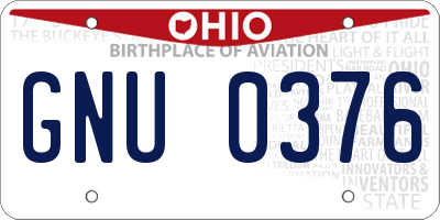 OH license plate GNU0376