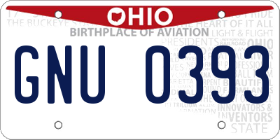 OH license plate GNU0393
