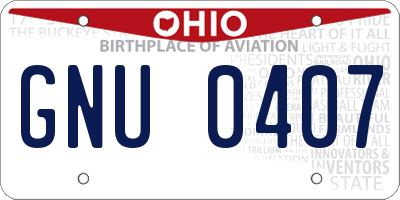 OH license plate GNU0407