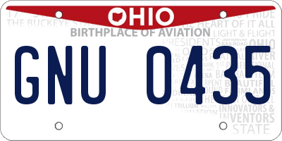 OH license plate GNU0435