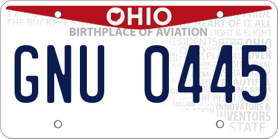 OH license plate GNU0445