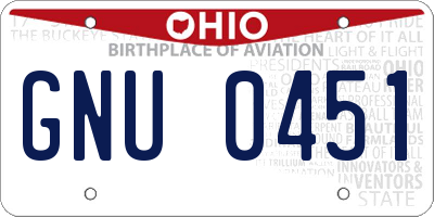 OH license plate GNU0451
