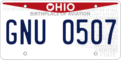 OH license plate GNU0507