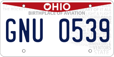 OH license plate GNU0539