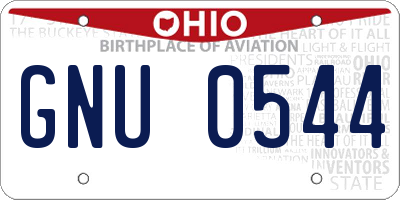 OH license plate GNU0544