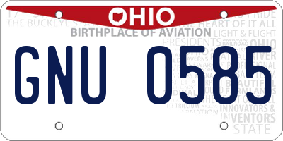 OH license plate GNU0585