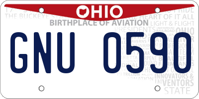 OH license plate GNU0590