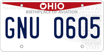 OH license plate GNU0605