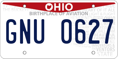 OH license plate GNU0627