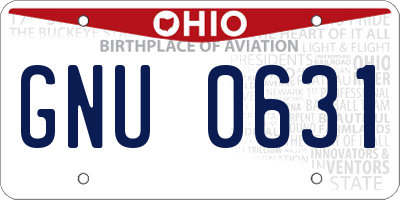 OH license plate GNU0631