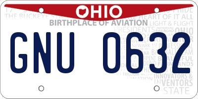 OH license plate GNU0632