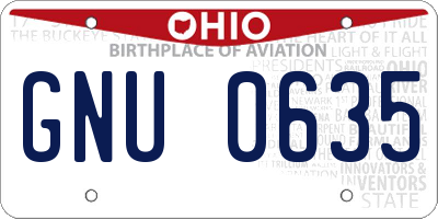 OH license plate GNU0635