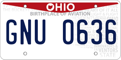 OH license plate GNU0636