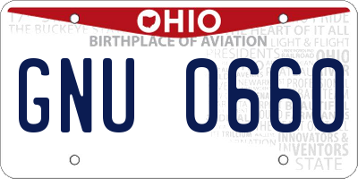 OH license plate GNU0660