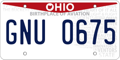 OH license plate GNU0675