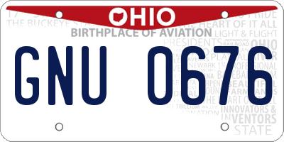 OH license plate GNU0676