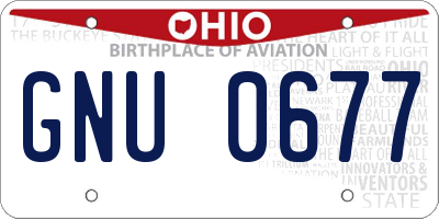 OH license plate GNU0677