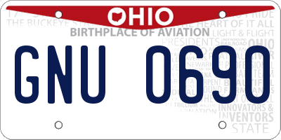 OH license plate GNU0690