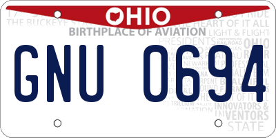 OH license plate GNU0694
